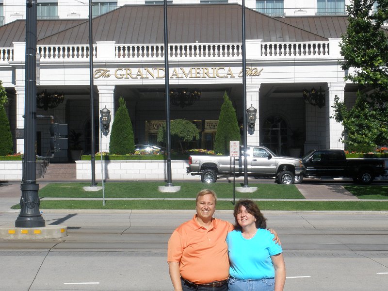 Trip (1).JPG - Ken and Sharon outside their hotel "The Grand America" in Salt Lake City, Utah.